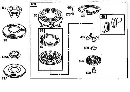 Rewind Starter Diagram and Parts List for 135200-135299 0679 Briggs and Stratton Engine